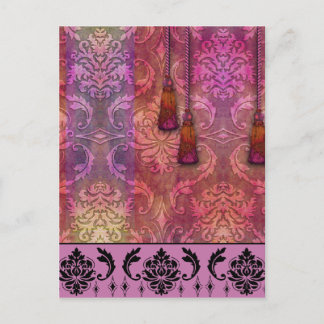 Diamond Damask, MOROCCO in Fuchsia & Orange Briefkaart