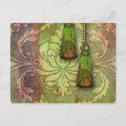 Diamond Damask, MOROCCO in Red en Chartreuse Briefkaart (Voorkant)