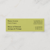 Diamond Damask, MOROCCO in Red en Chartreuse Mini Visitekaartje (Achterkant)