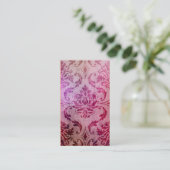 Diamond Damask, Shadows and Fog, Frambozen & Roze Visitekaartje (Staand voorkant)