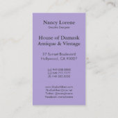 Diamond Damask, SHADOWS en FOG in het Paars Visitekaartje (Achterkant)