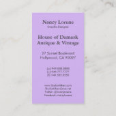 Diamond Damask, SHANGHAI in Paars Visitekaartje (Achterkant)