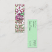 Diamond Damask, SPRING BIRDS in Raspberry & Mint Mini Visitekaartje (Voorkant / Achterkant)