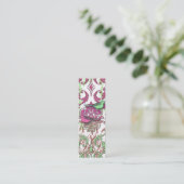 Diamond Damask, SPRING BIRDS in Raspberry & Mint Mini Visitekaartje (Staand voorkant)