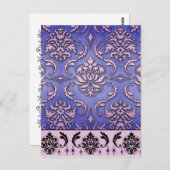 Diamond Damask, TERRACINA in Paars en roze Briefkaart (Voorkant / Achterkant)