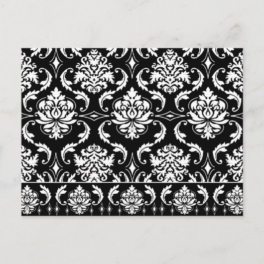 Diamond Damask, wit op zwart Briefkaart (Voorkant)