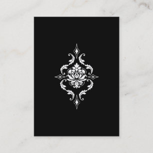 Diamond Damask, wit op zwart Visitekaartje
