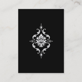 Diamond Damask, wit op zwart Visitekaartje