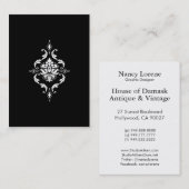 Diamond Damask, wit op zwart Visitekaartje (Voorkant / Achterkant)