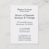 Diamond Damask, wit op zwart Visitekaartje (Achterkant)