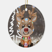 Diamond Dazzling Rudolf: een 3D-kerstjuweel Keramisch Ornament (Links)