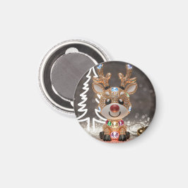 Diamond Dazzling Rudolf: een 3D-kerstjuweel Magneet