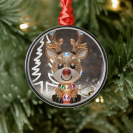 Diamond Dazzling Rudolf: een 3D-kerstjuweel Metalen Ornament