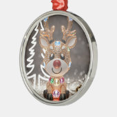 Diamond Dazzling Rudolf: een 3D-kerstjuweel Metalen Ornament (Links)