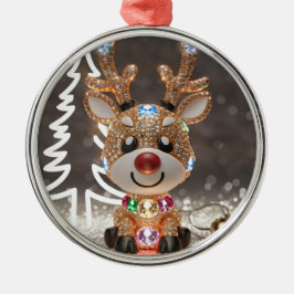 Diamond Dazzling Rudolf: een 3D-kerstjuweel Metalen Ornament