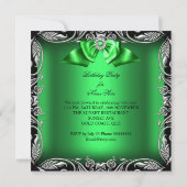 Diamond Deep Green Bow Silver Black Birthday Party Kaart (Achterkant)
