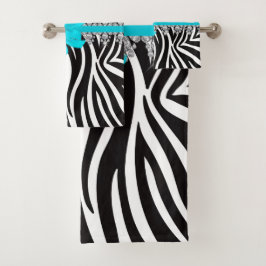 Diamond Delilah Zebra (Blauwgroen) Bad Handdoek