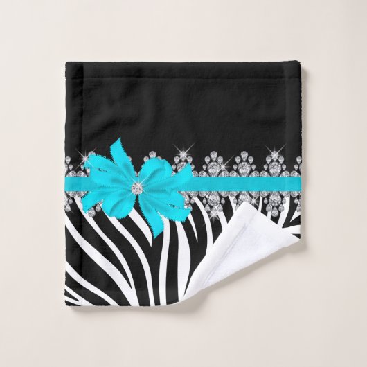Diamond Delilah Zebra (Blauwgroen) Bad Handdoek (Wasdoekje)
