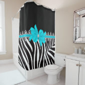 Diamond Delilah Zebra (Blauwgroen) Douchegordijn (In situ)