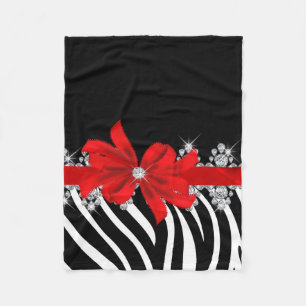 Diamond Delilah Zebra (rood) Fleece Deken