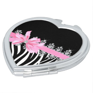 Diamond Delilah Zebra (roze) Makeup Spiegeltje