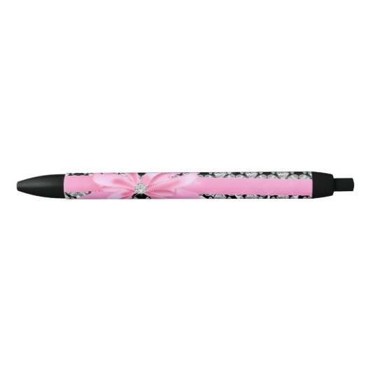 Diamond Delilah Zebra (roze) Zwarte Inkt Pen (Voorkant)