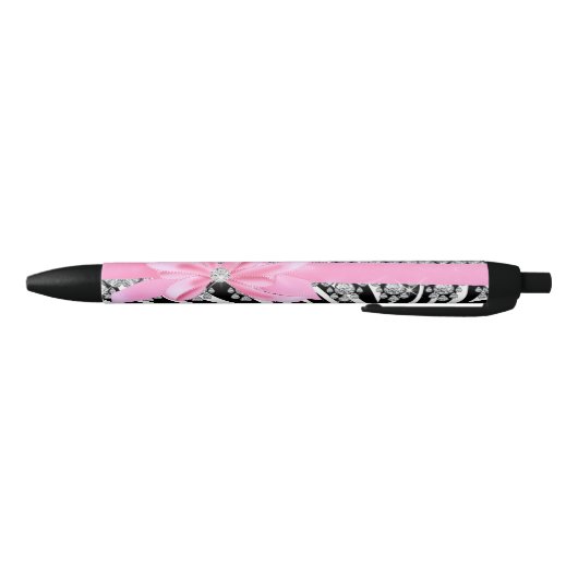 Diamond Delilah Zebra (roze) Zwarte Inkt Pen (Bodem)