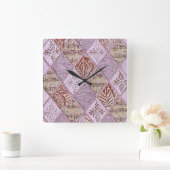 Diamond Design in pinks Vierkante Klok (Huis)