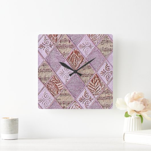 Diamond Design in pinks Vierkante Klok (Huis)