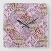 Diamond Design in pinks Vierkante Klok (Voorkant)