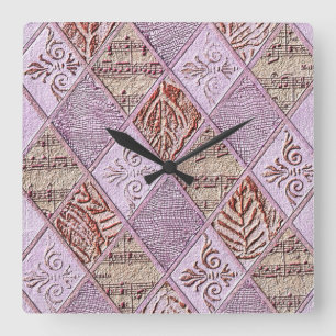 Diamond Design in pinks Vierkante Klok