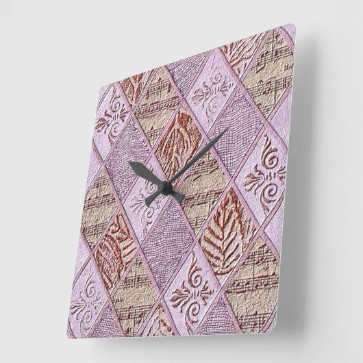 Diamond Design in pinks Vierkante Klok (Hoek)