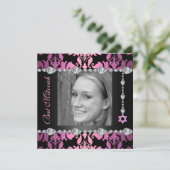 Diamond Design Photo Bat Mitswa Verjaardag uitnodi Kaart (Staand voorkant)