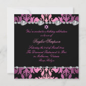 Diamond Design Photo Bat Mitswa Verjaardag uitnodi Kaart (Achterkant)