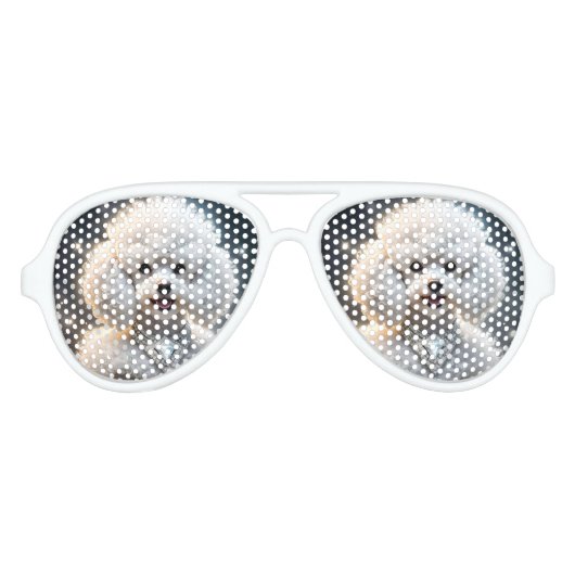 Diamond Diva: de glamoureuze poedel in sprankeling Aviator Zonnebril (Voorkant)