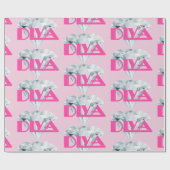 Diamond Diva Pink Gem Girly Text Typografie Cadeaupapier (Vlak)