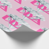 Diamond Diva Pink Gem Girly Text Typografie Cadeaupapier (Hoek)