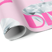 Diamond Diva Pink Gem Girly Text Typografie Cadeaupapier (Rol Hoek)