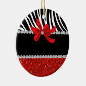 Diamond Diva (rode glitter) Keramisch Ornament (Rechts)