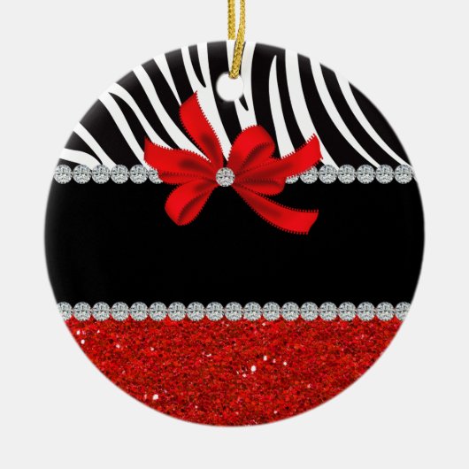 Diamond Diva (rode glitter) Keramisch Ornament (Voorkant)