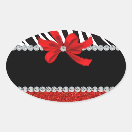 Diamond Diva (rode glitter) Ovale Sticker (Voorkant)