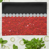 Diamond Diva (rode glitter) Theedoek (Gevouwen)