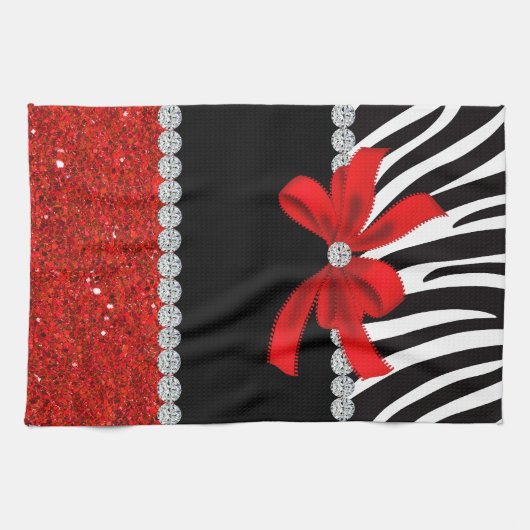Diamond Diva (rode glitter) Theedoek (Horizontaal)