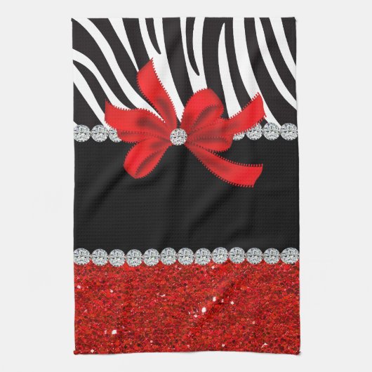 Diamond Diva (rode glitter) Theedoek (Verticaal)