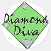 Diamond Diva Softball Ronde Sticker (Voorkant)