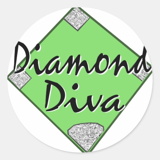 Diamond Diva Softball Ronde Sticker (Voorkant)