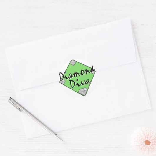 Diamond Diva Softball Ronde Sticker (Envelop)