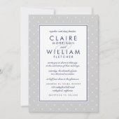 Diamond Dot bruiloft uitnodiging | Grijs en marine (Voorkant)