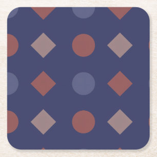 Diamond-Dot Geometrisch Patroon - Marine, Brick Kartonnen Onderzetters