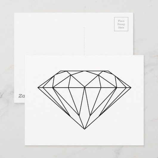Diamond Drawing Black and White Modern Briefkaart (Voorkant / Achterkant)
